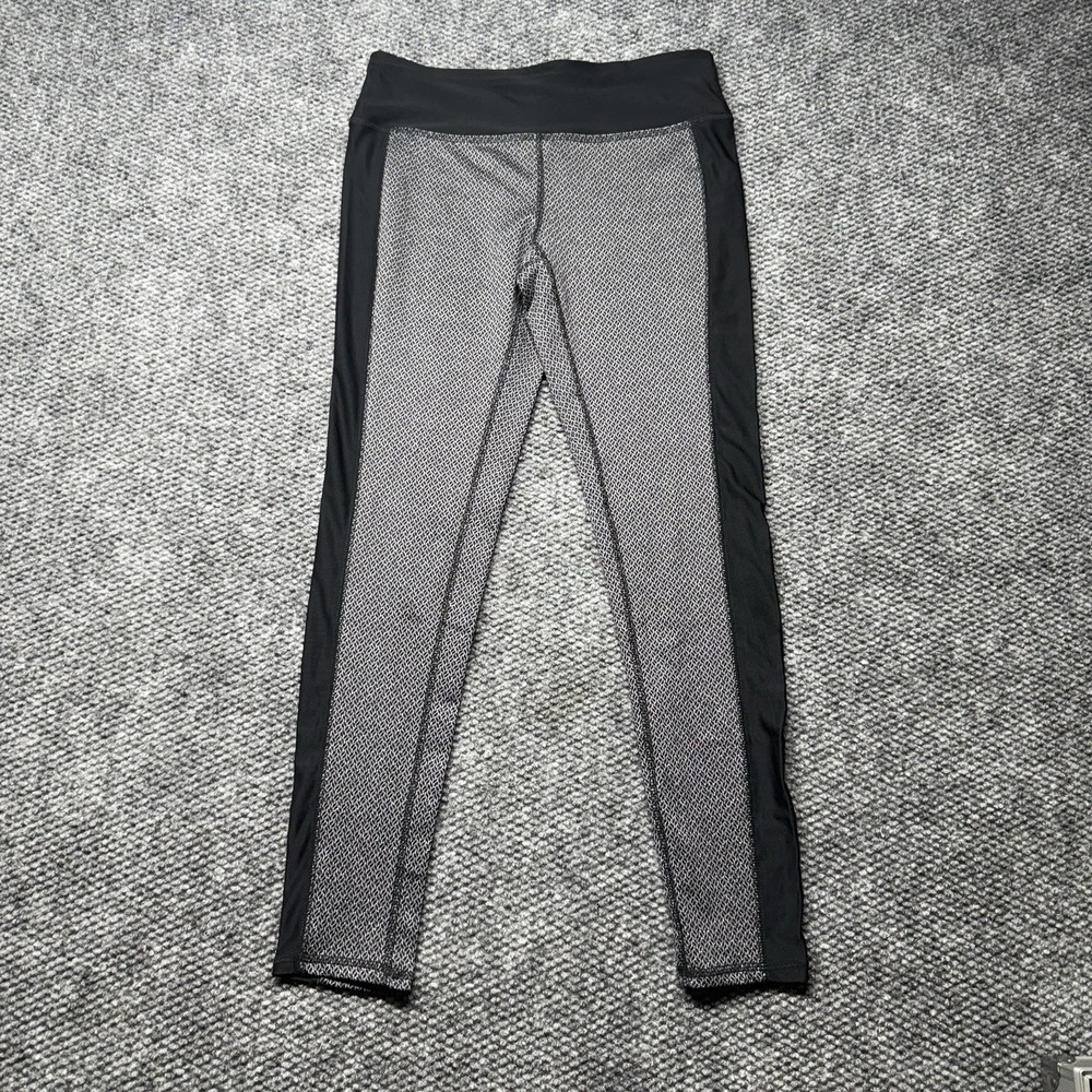 RBX Reebok Womens Grey Black  Yoga Athletic Leggings M Logo Waist